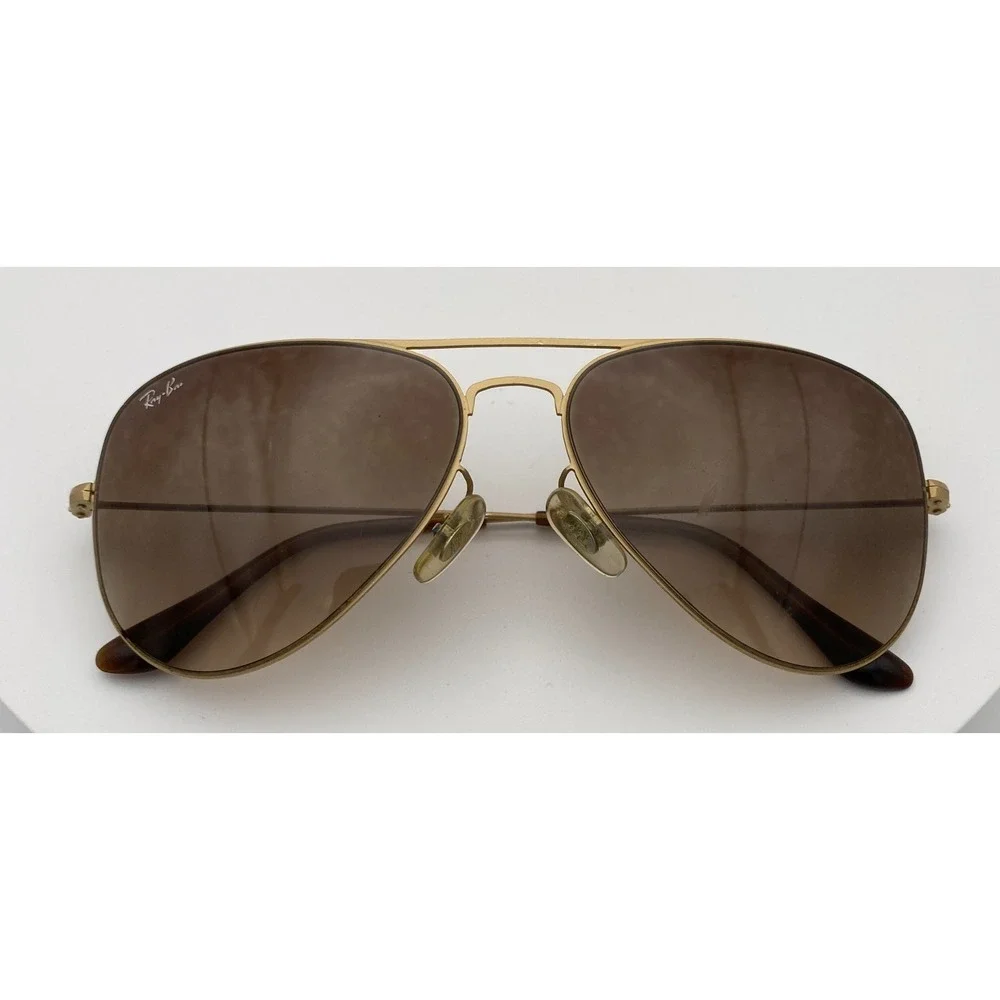 Ray-Ban Aviator RB 3513 Men's Sunglasses Gold Brown Metal Flat Frame